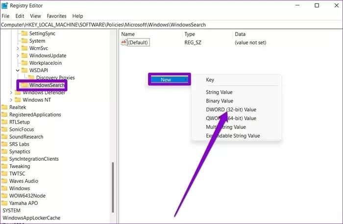 Create-New-DWORD-Value_935adec67b324b146ff212ec4c69054f-700x457 أفضل 7 طرق لإصلاح عدم عمل بحث Outlook على Windows 11
