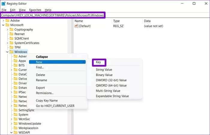 Create-New-Key_935adec67b324b146ff212ec4c69054f-700x452 أفضل 5 طرق لتعطيل تطبيقات الخلفية على Windows 11