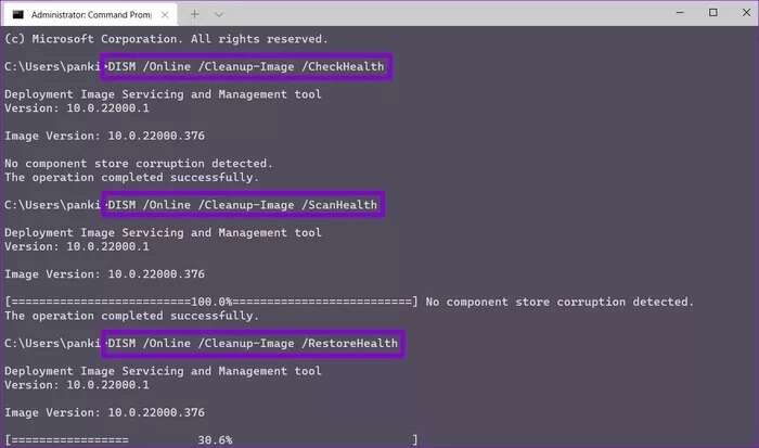 DISM-Scan_2022-01-24-073730_935adec67b324b146ff212ec4c69054f-700x413 أفضل 5 طرق لإصلاح تعذر الكتابة في شريط البحث في Windows 11