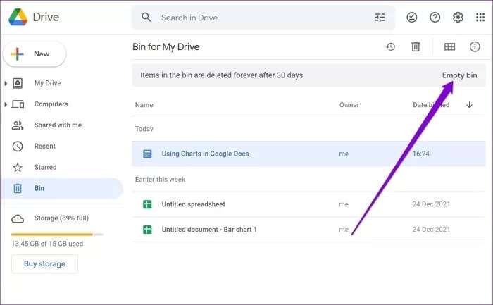 Empty-Google-Drive-Bin_935adec67b324b146ff212ec4c69054f-700x433 كيفية حذف أو استعادة الملفات في Google Drive