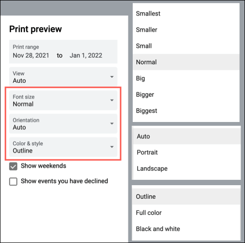 FontOrientationColor-GoogleCalendarPrint كيفية طباعة Google Calendar