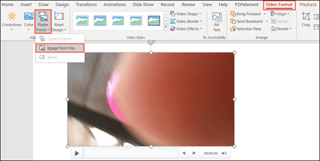 ImageFromFile-PowerPointVideoImage كيفية تعيين صورة المعاينة للفيديو في Microsoft PowerPoint