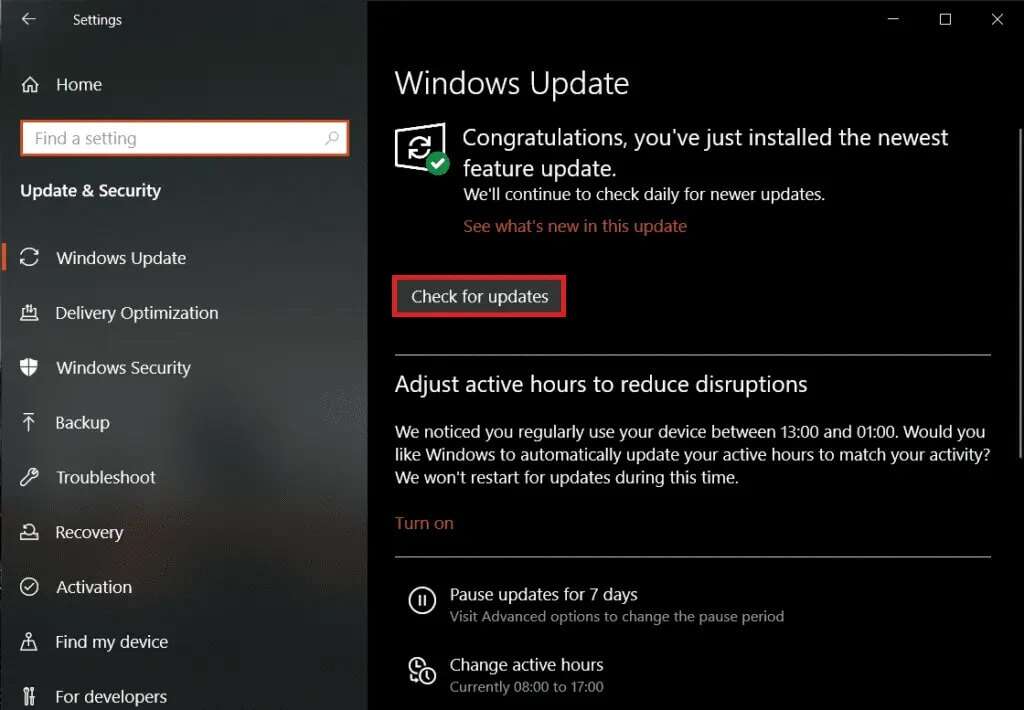On-the-Windows-Update-page-click-on-Check-for-Updates-1024x710-1-1024x710 إصلاح عدم عمل وضع السكون في Windows 10