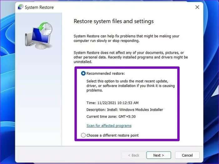 Perform-a-System-Restore_2022-01-18-080238_935adec67b324b146ff212ec4c69054f-700x525 أفضل 6 طرق لإصلاح التراجع عن التغييرات التي تم إجراؤها على Windows 11