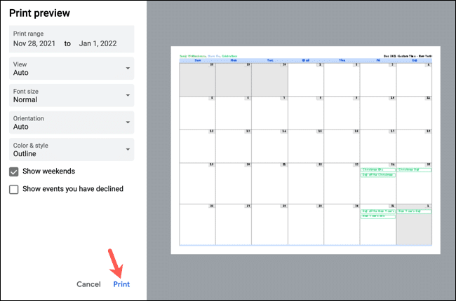 Print-GoogleCalendarPrint كيفية طباعة Google Calendar