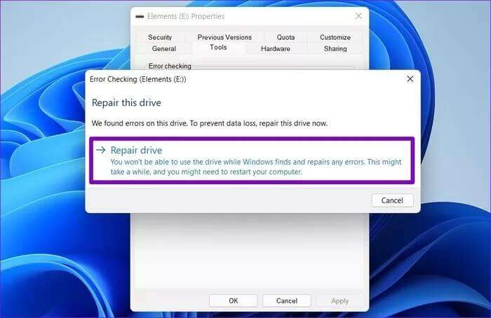 Repair-Drive_935adec67b324b146ff212ec4c69054f-700x454 أهم 6 طرق لإصلاح الخطأ "إعدادات غير صحيحة" على Windows 11