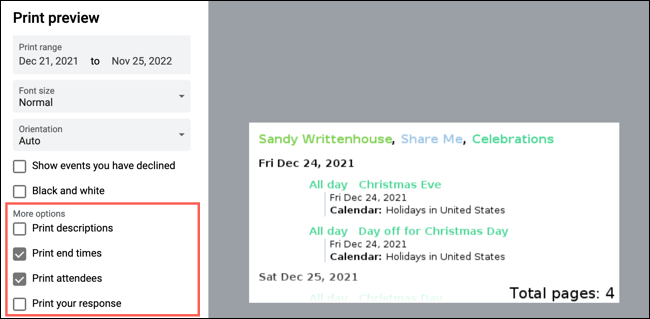 SchedulePrintOptions-GoogleCalendarPrint كيفية طباعة Google Calendar
