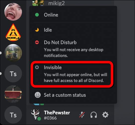 Select-Invisible-Status-Option-in-Discord كيف تظهر في وضع عدم الاتصال على Discord