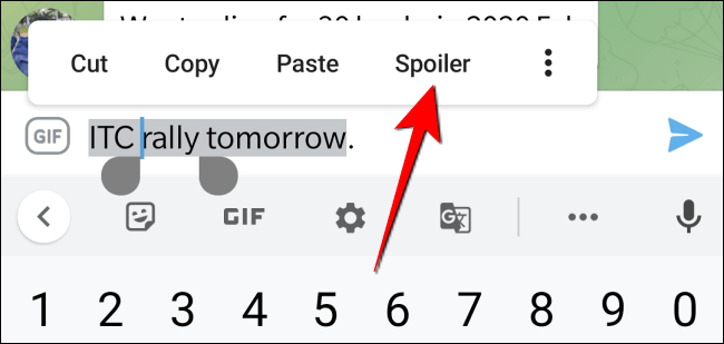 Select-Spoiler-from-formatting-options-in-Telegram-on-Android كيفية استخدام تنسيق Spoiler للرسائل في Telegram