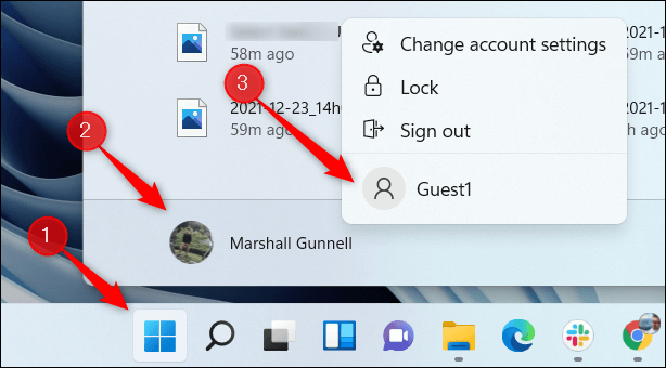 Switch-account-from-Start. 4 طرق للتبديل بين حسابات المستخدمين على Windows 11