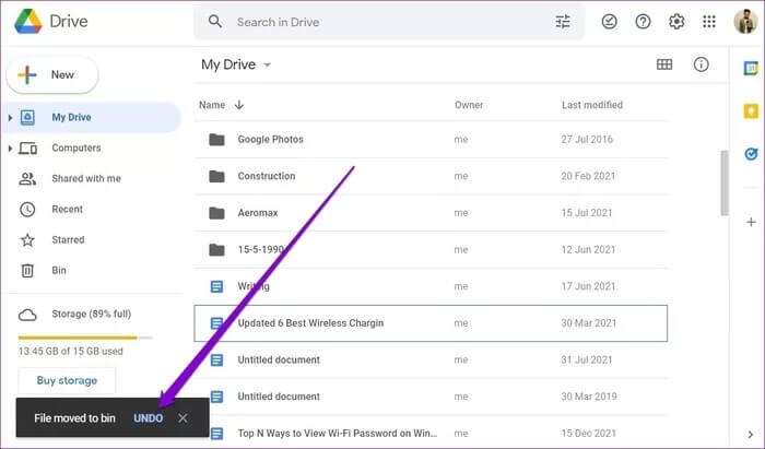 Undo-in-Google-Drive-Web_935adec67b324b146ff212ec4c69054f-700x411 كيفية حذف أو استعادة الملفات في Google Drive