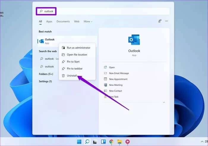 Uninstall-Outlook_2021-12-31-094914_935adec67b324b146ff212ec4c69054f-700x490 أهم 8 طرق لإصلاح عدم فتح Outlook على Windows 11