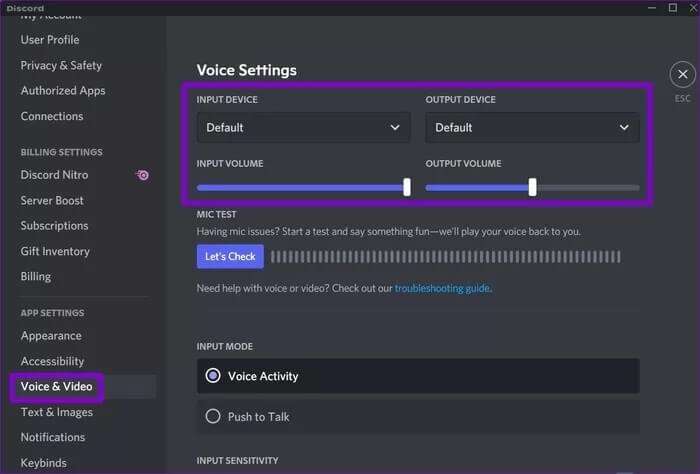 Voice-Settings-on-Discord_935adec67b324b146ff212ec4c69054f-700x474 أفضل 9 طرق لإصلاح عدم عمل الصوت على Discord