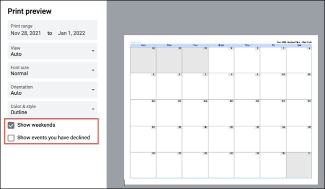 WeekendsDeclined-GoogleCalendarPrint كيفية طباعة Google Calendar