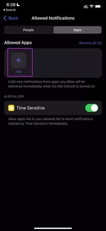 add-allowed-apps-in-focus_7c4a12eb7455b3a1ce1ef1cadcf29289-340x736 أفضل 10 طرق لإصلاح مشكلة عدم إرسال ​Apple Reminders للإشعارات