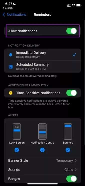allow-notificaitons-for-reminders_7c4a12eb7455b3a1ce1ef1cadcf29289-340x736 أفضل 10 طرق لإصلاح مشكلة عدم إرسال ​Apple Reminders للإشعارات