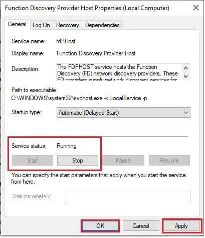 also-ensure-that-the-service-status-reads-running-409x473 إصلاح عدم ظهور أجهزة الكمبيوتر على الشبكة في Windows 10