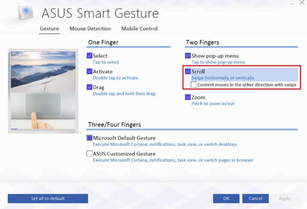 asus-smart-gesture-for-customizing-1024x698-1-1024x698 إصلاح عدم عمل Touchpad Scroll على Windows 10