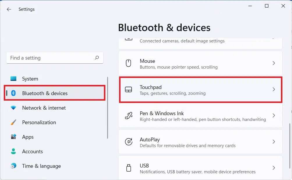 bluetooth-and-devices-section-in-the-settings-app.png-1-1003x619 كيفية تعطيل إيماءات لوحة اللمس في Windows 11