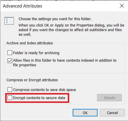 check-the-encrypt-contents-to-secure-data-under-co-442x420 كيفية إصلاح خطأ رفض الوصول في Windows 10