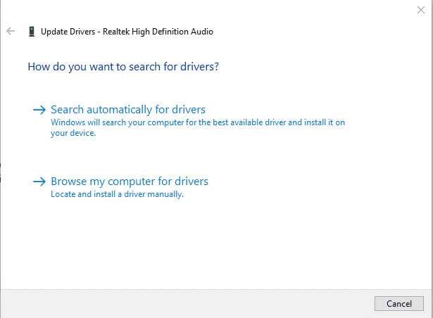 choose-search-automatically-for-drivers-2-615x452 كيفية إصلاح عدم عمل خدمة الصوت على Windows 10