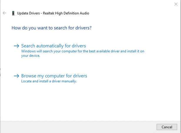 choose-search-automatically-for-drivers-615x452 إصلاح عدم عمل التحكم في مستوى الصوت على Windows 10