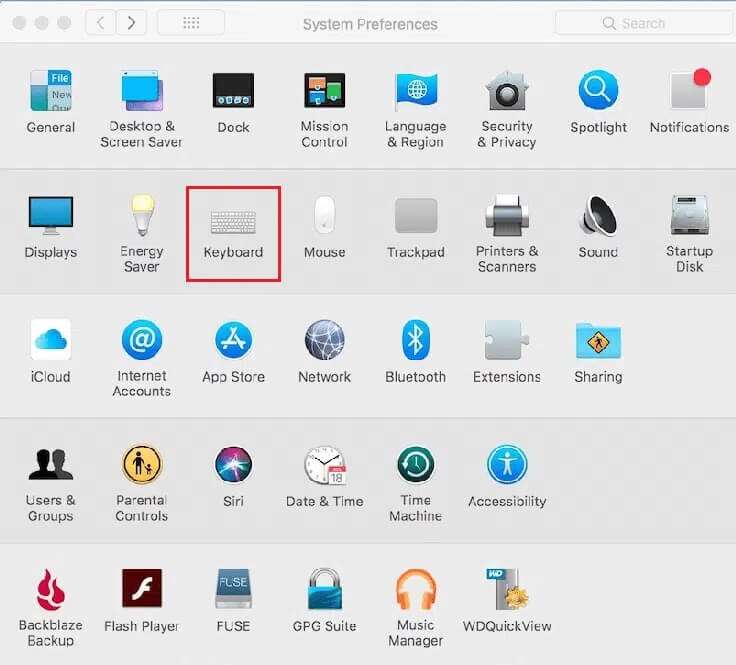 click-on-Keyboard-in-the-System-Preferences-MacBook-736x665 كيفية إصلاح عدم عمل الميكروفون على Mac