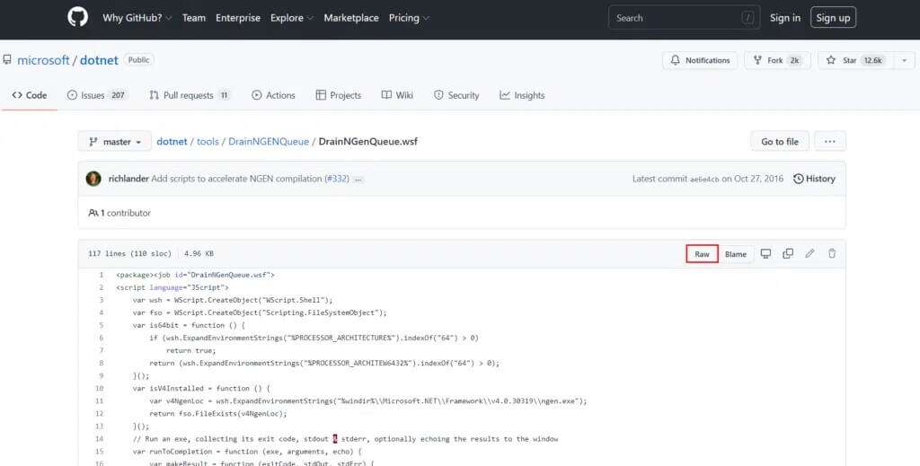 click-on-Raw-option-in-github-page-1024x519-1-1024x519 إصلاح استخدام .NET Runtime Optimization Service العالي لوحدة المعالجة المركزية