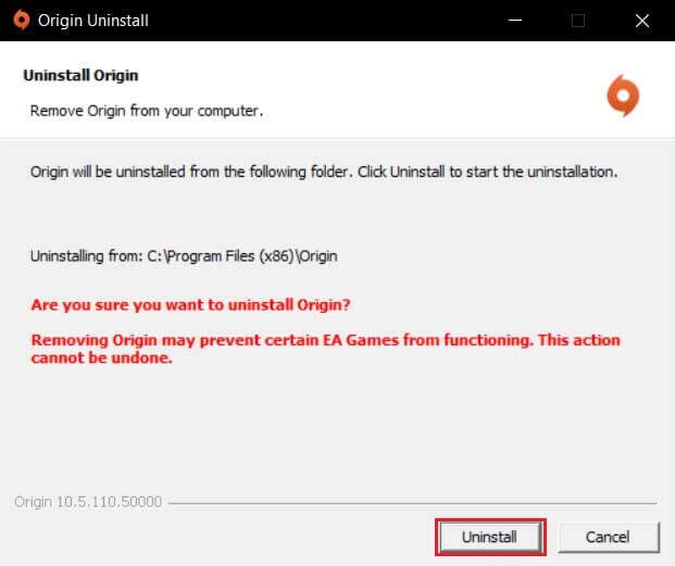 click-on-Uninstall-in-the-Origin-Uninstallation-wizard-621x521 كيفية إصلاح خطأ Origin 9: 0 في Windows 10
