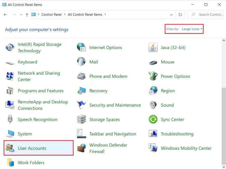 click-on-User-Accounts-in-the-Control-Panel-768x575-1-768x575 كيفية إصلاح خطأ رفض الوصول في Windows 10