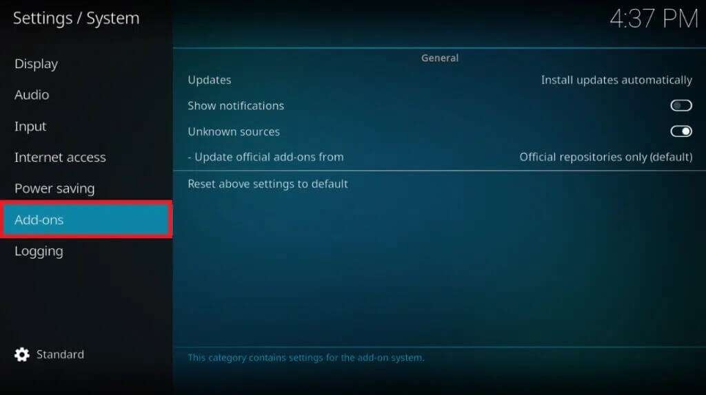 click-on-add-ons-on-the-left-pane-1024x574.jpeg-1-1024x574 إصلاح استمرار تعطل Kodi عند بدء التشغيل