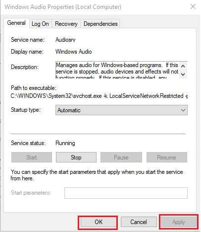 click-on-apply-to-save-the-modification-and-then-c-2-406x467 كيفية إصلاح عدم عمل خدمة الصوت على Windows 10