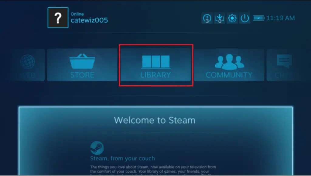 click-on-library-to-see-all-of-your-games-1024x579-1-1024x579 كيفية تشغيل ألعاب Steam من Kodi