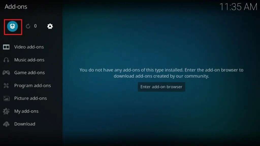 click-on-open-box-icon-on-the-left-pane-1024x576-1-1024x576 إصلاح عدم عمل Kodi Mucky Duck Repo