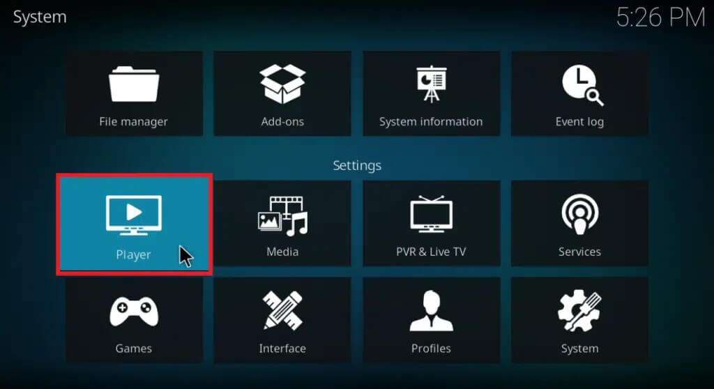 click-on-player-tile-1024x558-1-1024x558 إصلاح استمرار تعطل Kodi عند بدء التشغيل