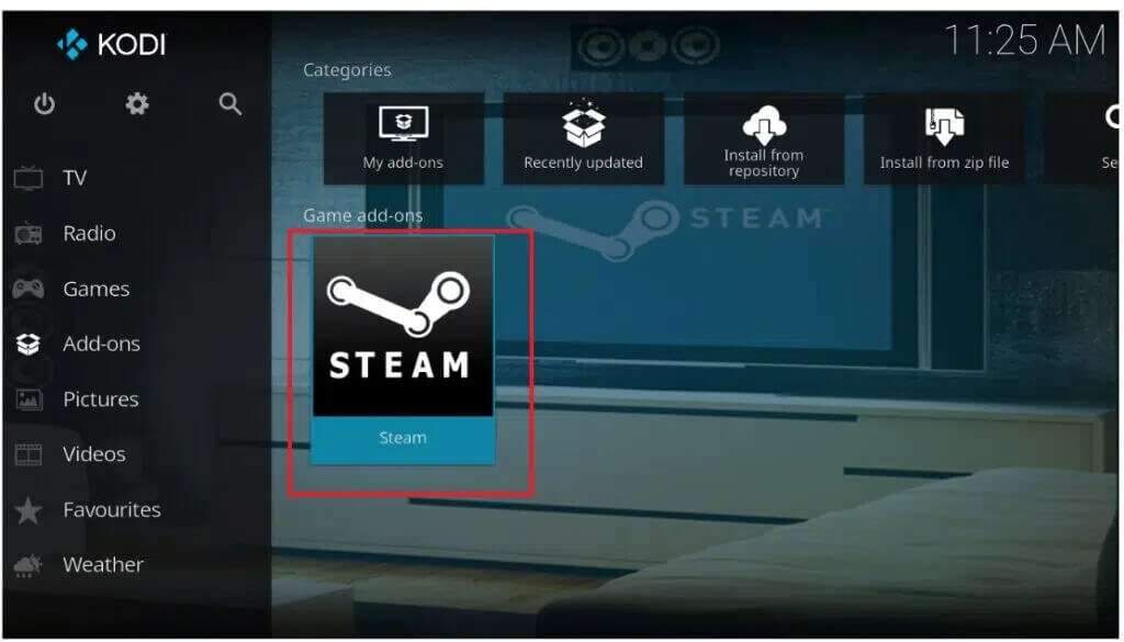 click-on-steam-1024x585-1-1024x585 كيفية تشغيل ألعاب Steam من Kodi