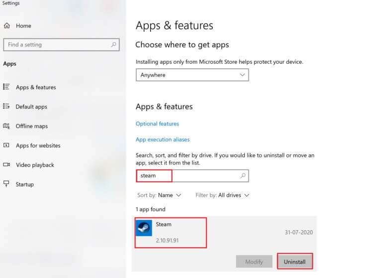 click-on-steam-and-select-uninstall-768x558-1-768x558 كيفية إصلاح عدم فتح Steam على Windows 10