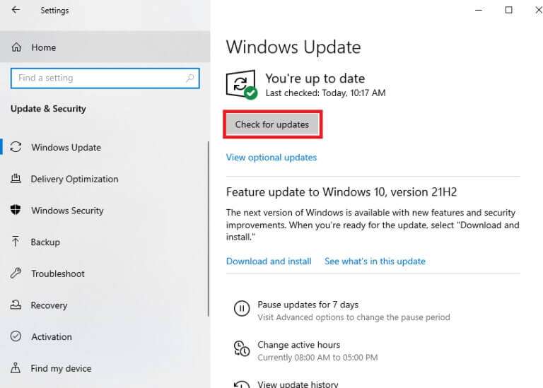 click-on-the-check-for-updates-768x549-1-768x549 كيفية إصلاح عدم عمل شاشة اللمس في Windows 10