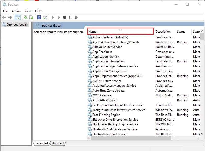 click-on-the-name-column-header-to-sort-all-the-se-806x596 إصلاح ظهور جهاز Amazon KFAUWI على الشبكة