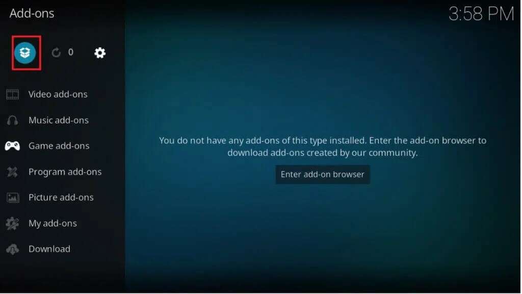 click-on-the-package-icon-on-the-top-left-1024x576-1-1024x576 كيفية مشاهدة NFL على Kodi