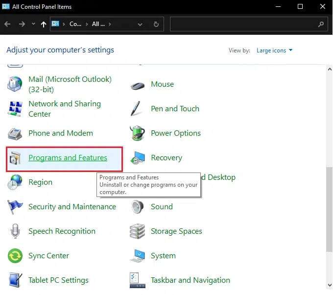click-on-the-programs-and-features-item-1-1-682x602 إصلاح عدم ظهور أجهزة الكمبيوتر على الشبكة في Windows 10