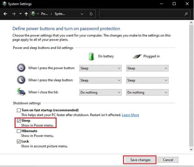 click-on-the-save-changes-button-to-bring-the-chan-624x540 إصلاح عدم عمل وضع السكون في Windows 10