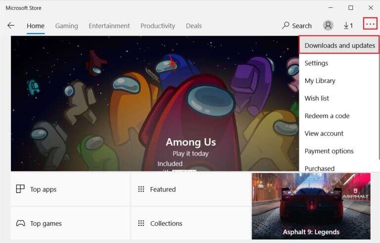 click-on-three-dots-icon-and-select-Download-and-Updates-option-in-Microsoft-Store-768x492-1-768x492 إصلاح استخدام WSAPPX للقرص العالي في Windows 10