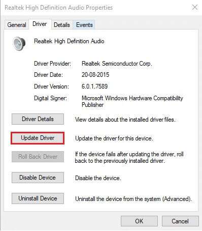 click-on-update-driver-3-398x454 كيفية إصلاح عدم عمل خدمة الصوت على Windows 10