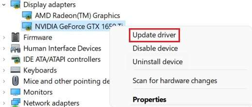 click-on-update-driver-in-display-adapter-device-driver-Windows-11-518x220 إصلاح خطأ جهاز التمهيد الذي يتعذر الوصول إليه في Windows 11