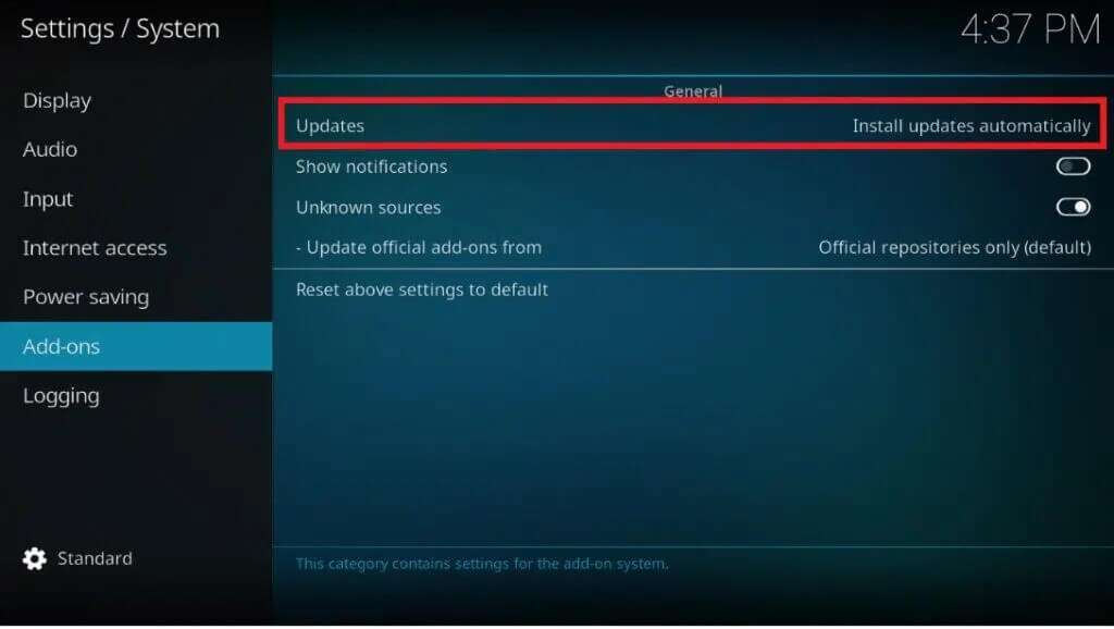 click-on-updates-1024x578.jpeg-1-1024x578 إصلاح استمرار تعطل Kodi عند بدء التشغيل