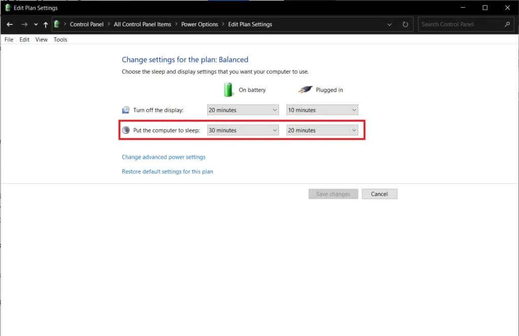 click-the-drop-down-lists-corresponding-to-put-the-1024x662-1-1024x662 إصلاح عدم عمل وضع السكون في Windows 10