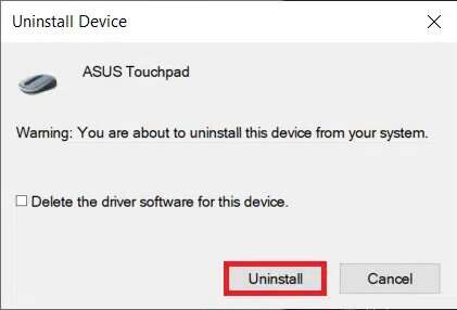 click-uninstall-in-the-appeared-pop-up--421x286 إصلاح عدم عمل Touchpad Scroll على Windows 10