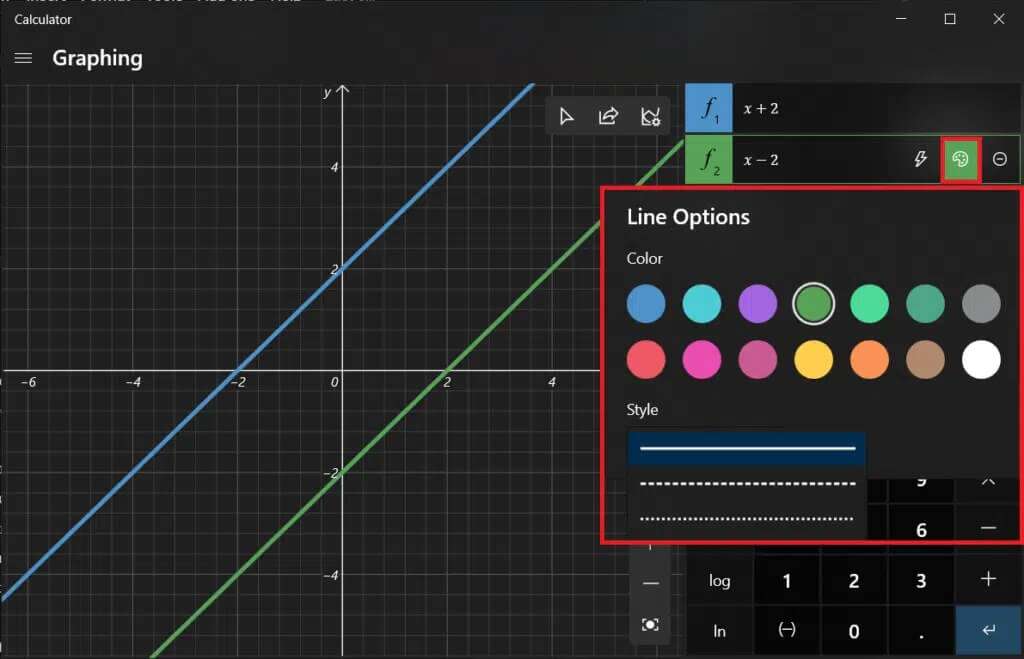 clicking-on-the-paint-palette-icon-line-options-1024x659-1-1024x659 كيفية تمكين وضع الرسم البياني للحاسبة في Windows 10