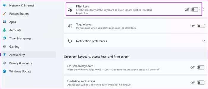 disable-fitler-keys-on-windows_935adec67b324b146ff212ec4c69054f-700x301 أفضل 9 طرق لإصلاح عدم عمل لوحة المفاتيح في Windows 11